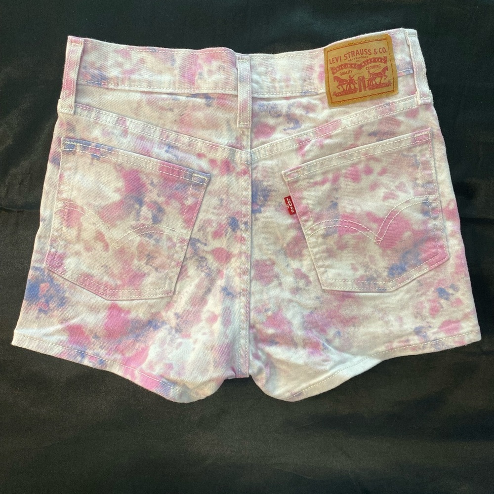 Levis Tie Dye High Rise Shorts Pink Purple White Size28 Used Excellent Condition